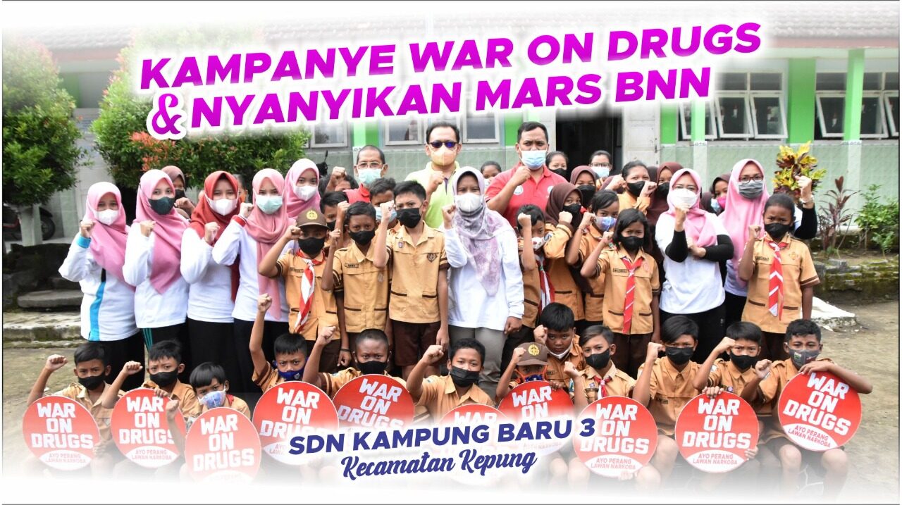 Kampanye War On Drugs dan Nyanyikan Mars BNN bersama SDN Kampung Baru 3 Kec. Kepung
