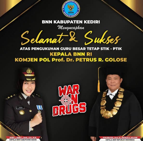 elamat dan sukses atas pengukuhan guru besar tetap bidang ilmu kepolisian STIK-PTIK kepala BNN RI Prof. Dr. Petrus R. Golose
